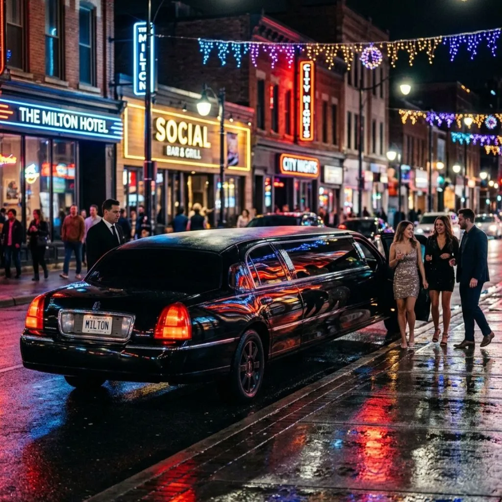 Bachelor & Bachelorette Party Limo Service in Milton with elegant sedan limo for night outings