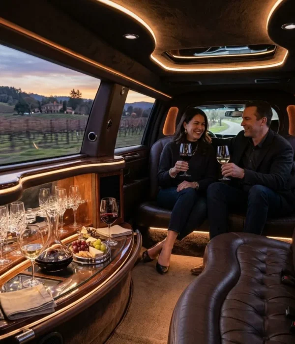 Winery Tour Limo Service Milton luxury limo interior with wine experience